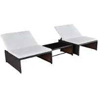 vidaXL Chaises d'extérieur 2 pcs. avec table Marron Poly Rattan