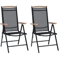 vidaXL Chaises de jardin pliantes 2 pcs. Aluminium et Textilène Noir