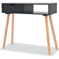 vidaXL Table console Bois de pin massif 80 x 30 x 72 cm Noir