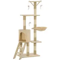vidaXL Arbre à chat avec colonnes en sisal 138 cm Beige