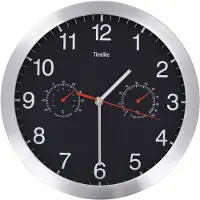 vidaXL Horloge murale avec mouvement à quartz, hygromètre et thermomètre 30 cm noir