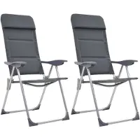 vidaXL Chaise de camping, lot de 2, gris, 58 x 69 x 111 cm, aluminium