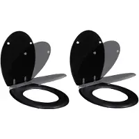 vidaXL Sièges de toilette 2 pcs. avec abaissement automatique MDF noir