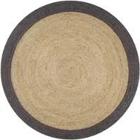 vidaXL Tapis fait à la main Jute avec bord gris foncé 150 cm