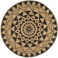 vidaXL Tapis fait à la main Jute avec imprimé noir 120 cm