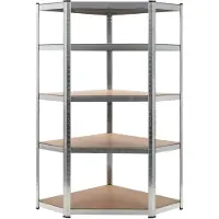 vidaXL Étagère d'angle à 5 niveaux Argenté Acier et bois d'ingénierie