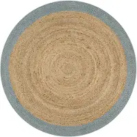 vidaXL Tapis fait à la main Jute avec bord vert olive 120 cm
