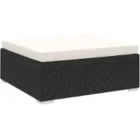 vidaXL Tabouret modulaire 1 pc + coussins Poly rotin noir