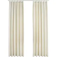 vidaXL Rideaux occultants avec crochets 2 pcs Velours Crème 140x225 cm