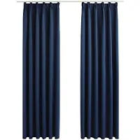 vidaXL Rideaux occultants avec crochets 2 pcs Bleu 140x175 cm