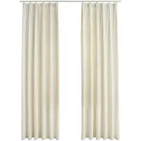 Super Merchant Rideaux occultants avec crochets 2 pcs Velours Crème 140x175 cm