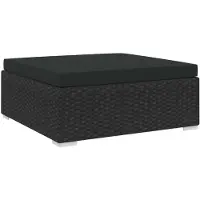 vidaXL Tabouret de pied modulaire 1 pc. avec coussin Poly-Rattan Noir