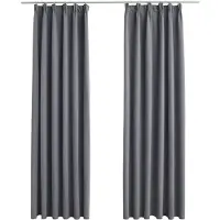 vidaXL Rideaux occultants avec crochets 2 pcs Gris 140x175 cm