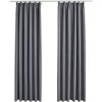 vidaXL Rideaux occultants avec crochets 2 pcs Gris 140x245 cm