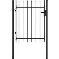 vidaXL Portillon simple porte avec dessus à pointe Acier 1x1,2 m Noir