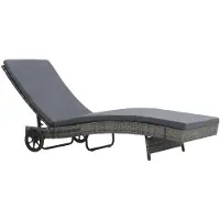 vidaXL Chaise longue avec roulettes et support Poly-Rotin Anthracite