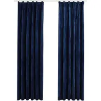 vidaXL Rideaux occultants et crochet 2pcs Velours Bleu foncé 140x175cm