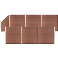 vidaXL Kit de clôture WPC 6 carrés + 1 pente 1138x186 cm Marron