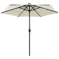 vidaXL Parasol avec éclairage LED et mât en aluminium 270 cm blanc sable
