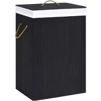 vidaXL Panier à linge avec une seule section bambou noir