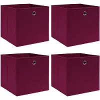 vidaXL Boîtes de rangement 4 pcs Rouge foncé 32x32x32 cm Tissu