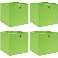 vidaXL Boîtes de rangement 4 pcs Vert 32x32x32 cm Tissu