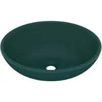 vidaXL avabo ovale mat vert foncé 40x33 cm Céramique