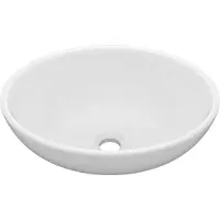 vidaXL WASHBAIN OVAL 40x33 cm Keramikmatte Weiß