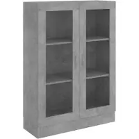 vidaXL Armoire à vitrine Gris béton 82,5x30,5x115 cm Bois d'ingénierie