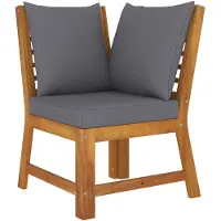 vidaXL Canapé d'angle sectionnel avec coussin gris foncé Acacia solide
