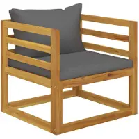 vidaXL Chaise de jardin avec coussins gris foncé en bois massif d'acacia