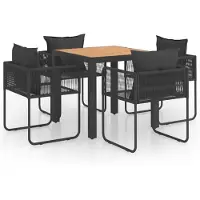 vidaXL Ensemble de jardin 5 pièces PVC rotin noir et brun