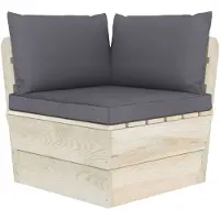 vidaXL Canapé d'angle en palette de jardin avec coussins en épicéa imprégné