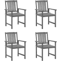 vidaXL Chaises de jardin avec coussins 4 pcs. Gris Bois massif Acacia