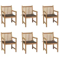 vidaXL Chaises de jardin 6 pcs. avec coussins taupe bois massif teck