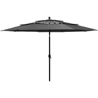 vidaXL Parasol avec mât en aluminium 3 couches anthracite 3,5 m