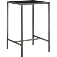 vidaXL Table de bar de jardin Gris 70x70x110 cm Poly rotin et verre