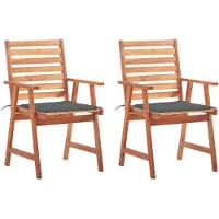 vidaXL Chaises de jardin 2 pièces avec coussins en bois massif d'acacia
