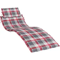 vidaXL Coussin de chaise longue à carreaux rouge 186x58x4 cm