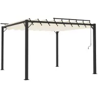 vidaXL Pergola avec toit à lamelles 3x3 m Crème Tissu et aluminium