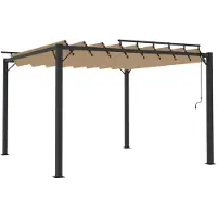 vidaXL Pergola avec toit à lamelles 3x3 m Taupe Tissu et aluminium