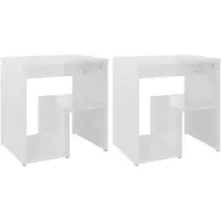 vidaXL Tables de chevet 2pcs blanc brillant 40x30x40cm bois ingénierie
