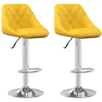 vidaXL Tabouret de bar 2 pcs jaune moutarde velours