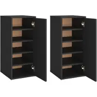 vidaXL Armoires à chaussures 2 pcs Noir 32x35x70 cm Aggloméré