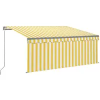 vidaXL Store manuel rétractable avec enrouleur 3,5x2,5 m jaune & blanc