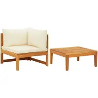 vidaXL Ensemble de salon de jardin 2 pièces avec coussins en bois d'acacia blanc crème