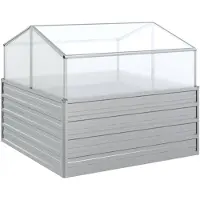 vidaXL Plateau de jardin avec serre 100x100x85 cm argenté