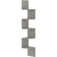 vidaXL Étagère d'angle murale gris béton 19x19x123cm bois d'ingénierie