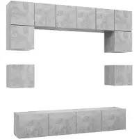 vidaXL Ensemble de 8 meubles TV en bois gris béton