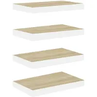 vidaXL Étagères flottantes 4 pcs chêne et blanc 50x23x3,8 cm MDF